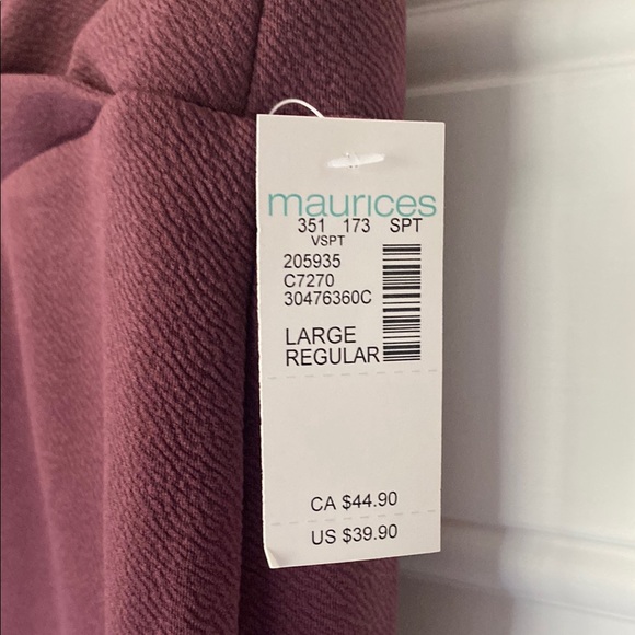 NWT Maurice’s Burgundy/Purple Women's High Rise Tapered Leg Pants - Picture 2 of 6